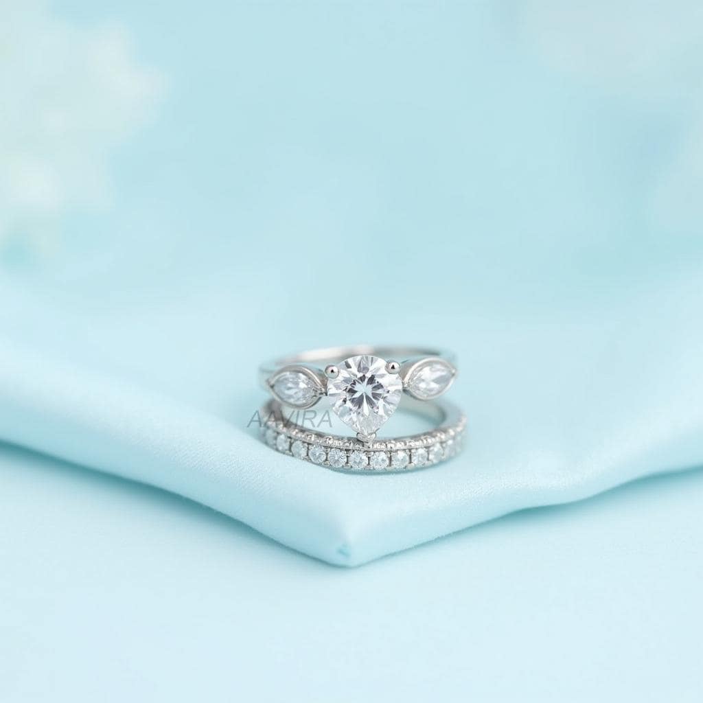 Diamond Wedding Ring Set, Solitaire Diamond Ring, Stackable Ring Set, Bridal Set, Round Cut Wedding Ring, Anniversary Ring Set, Gift For Her