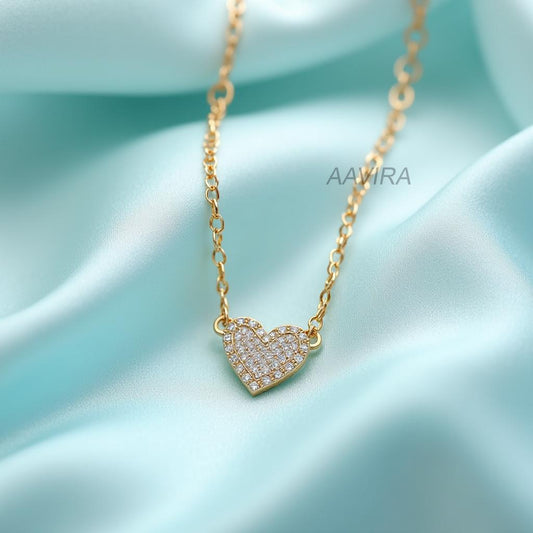 Diamond Heart Necklace, Pave Set Diamond Heart Pendant, Perfect Gift for Women, Round Diamond Heart Pendant, Love Diamond Pendant, Gift