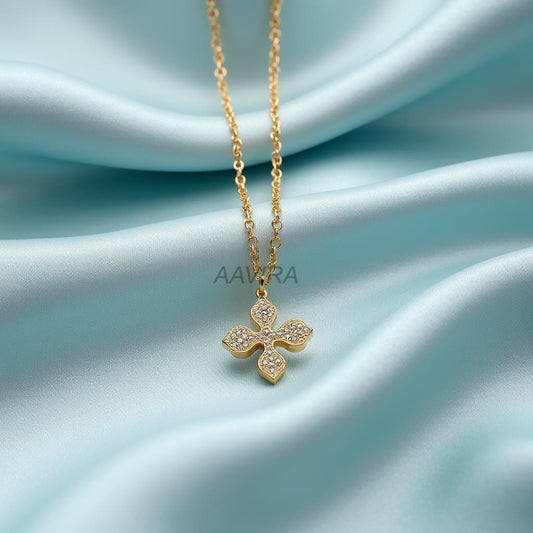 Flower Diamond Pendant, Minimalist Flower Pendant, Everyday Necklace, Diamond Flower Pendant, Birthday Gifts for Her, Necklace for Women