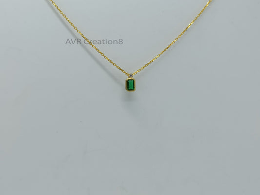 Emerald Green Necklace | Minimalist Emerald Chain Pendant Necklace | Dainty Emerald Necklace | May Birthstone Gift | Women Everyday Jewelry