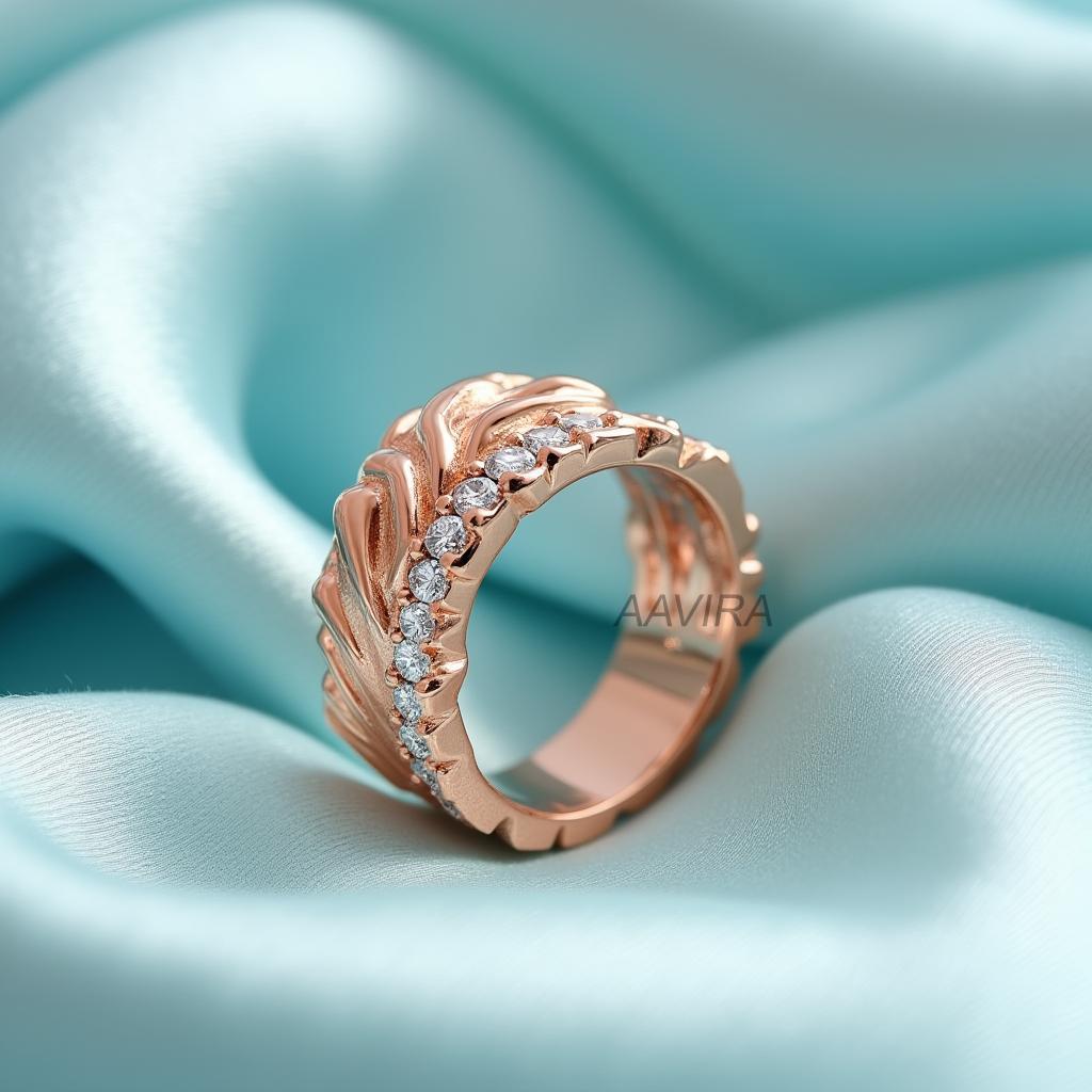 Diamond Leaf Ring, Unique Ring, Diamond Ring, Feather Design Band, Nature Inspired Ring, Unique Wedding Band, Anniversary Ring, Gift For Her