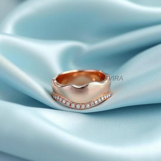 Wavy Diamond Band, Pave Diamond Ring, Unique Wedding Band, Curved Stacking Ring, Contoured Anniversary Ring, Gift for Her, Modern Jewelry