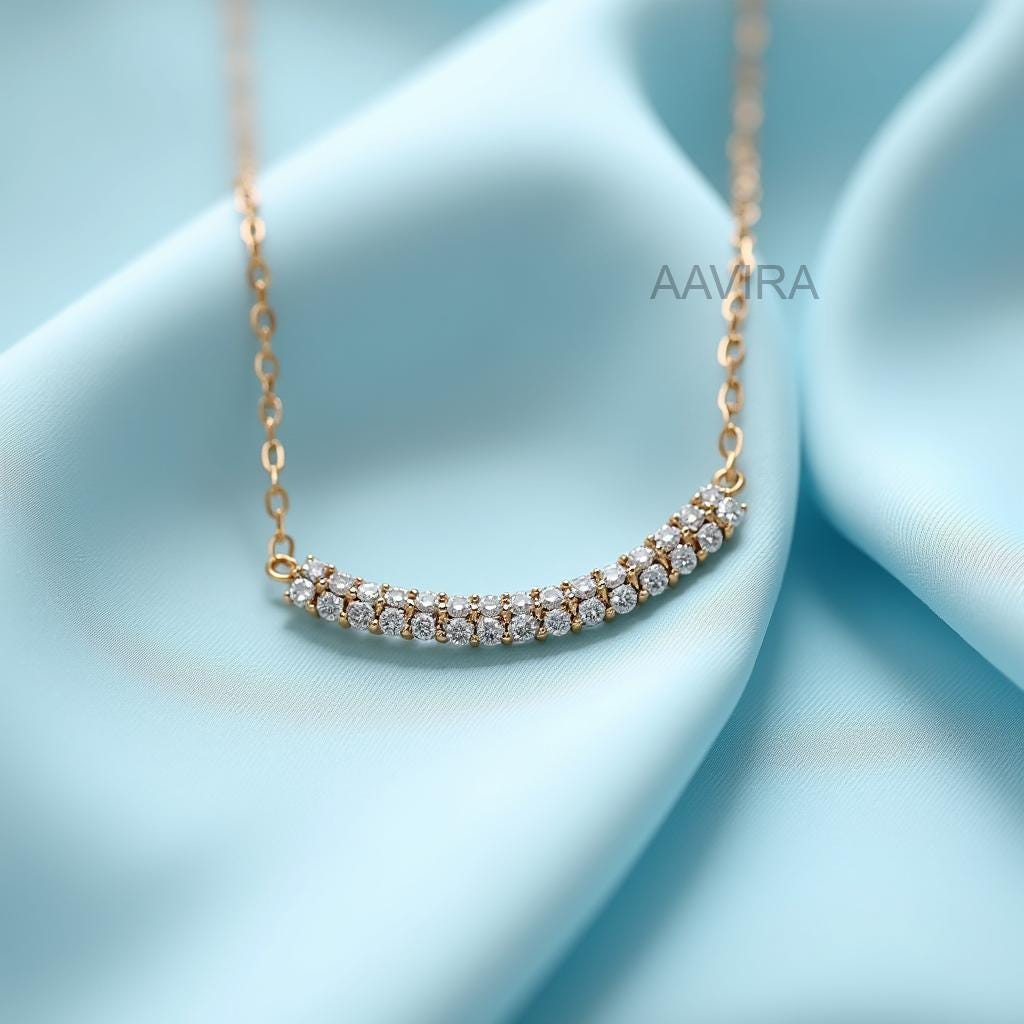 Round shaped diamond Necklace, Diamond Bar Necklace, Diamond Pendant Dainty Bar Diamond Necklace, Floating Diamond Necklace, Gift For Her