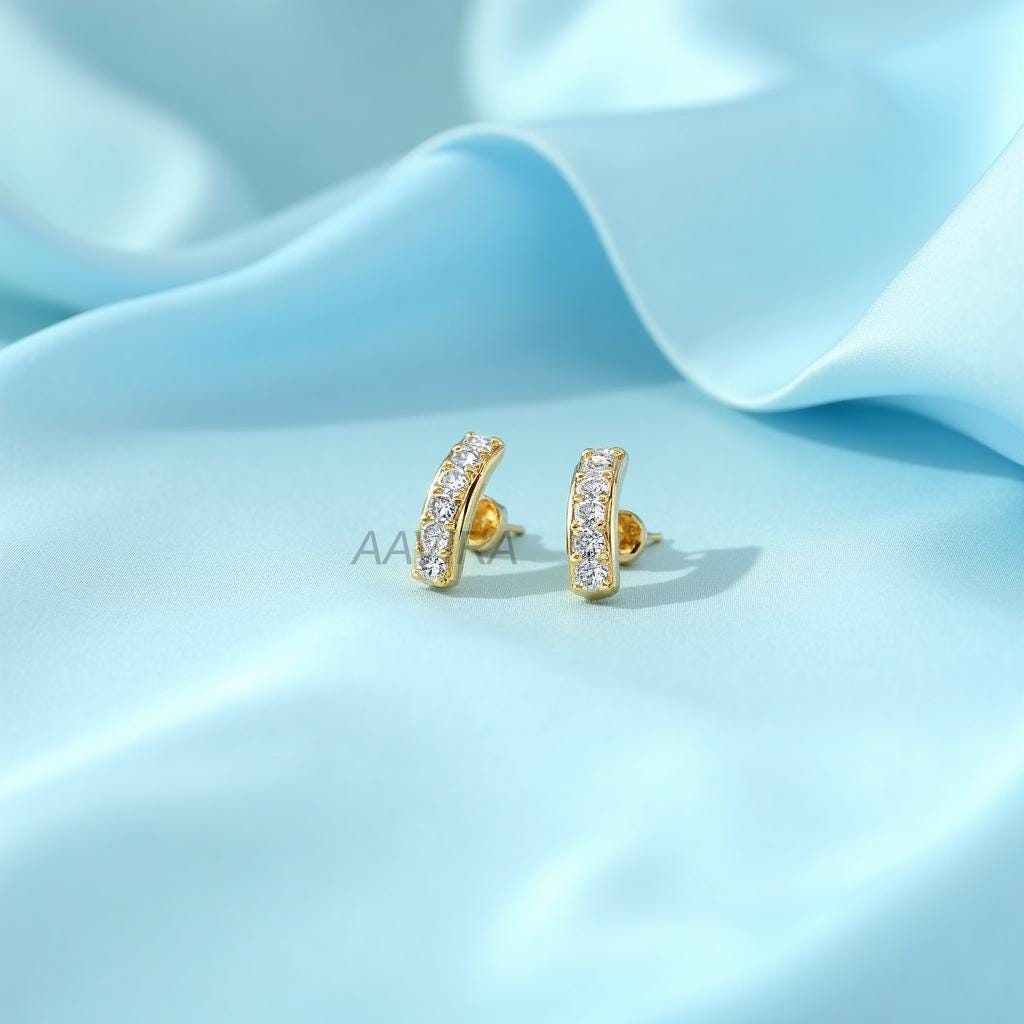 Pave Bar Stud Earrings, Dainty Curved Line Earrings, Minimalist Everyday Studs, Diamond Simulant Earrings, Gift for Her, Anniversary Gift