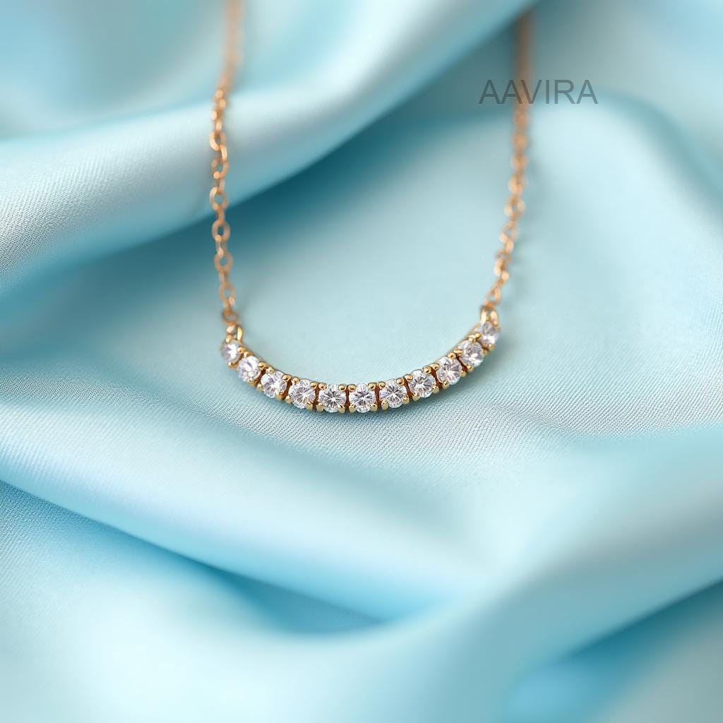 Diamond Curved Bar Necklace Pendant, Diamond Pendant, Curved Pendant, Women Bar Pendant, Horizontal  Bar Necklace, Gift For Women, Gift
