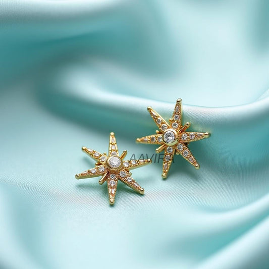 Starburst Stud Earrings, Dainty Pave CZ Celestial Studs, Sparkling Star Earrings, Minimalist Gold Jewelry, Unique Earrings, Gift for Her