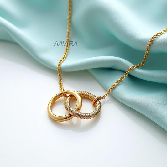 Double Ring Necklace, Symbolic Eternity Circle Pendant, Interwined Circles Necklace for Women, 2 Circle Necklace, Friendship Love Necklace