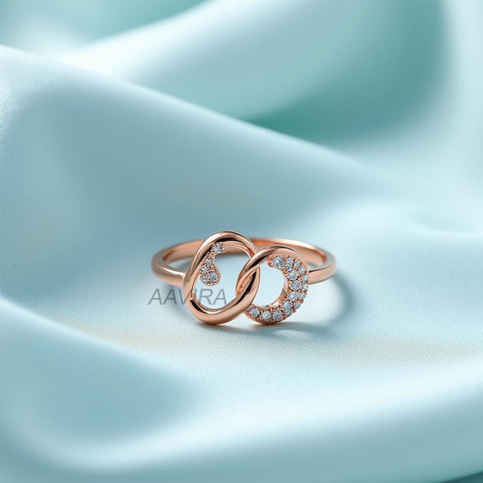 Double Circle Diamond Ring, Diamond Double Open Circle Ring, Interlocking Circle Ring, Engagement Dainty Ring, Anniversary Gift For Wife