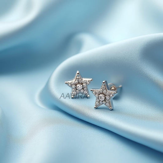 Sparkling Star Stud Earrings | Pave Cubic Zirconia Celestial Jewelry | Sterling Silver Tiny Star Earrings | Everyday Minimalist Gift for Her
