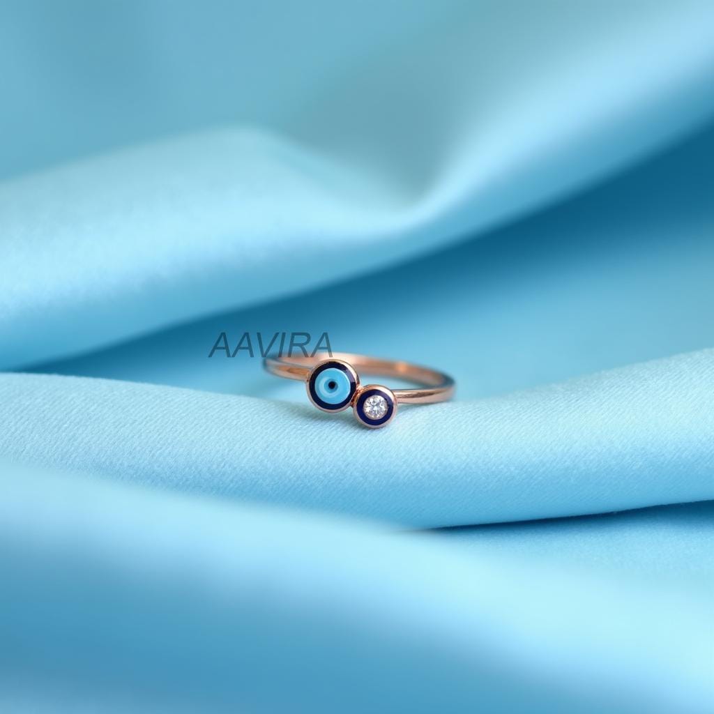 Dainty Protection Ring with Diamond Accent | Evil Eye Ring | Minimalist Good Luck Charm | Everyday Spiritual Jewelry Gift