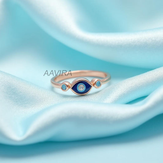 Evil Eye Ring | Dainty Protection Ring | Good Luck Charm Gift for Her | Everyday Spiritual Jewelry | Delicate Ring | Lucky Charm Ring