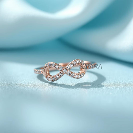 Infinity Ring with Diamonds | Dainty Eternity Symbol Ring | Minimalist Promise Ring | Anniversary Gift for Her | Engagement Ring