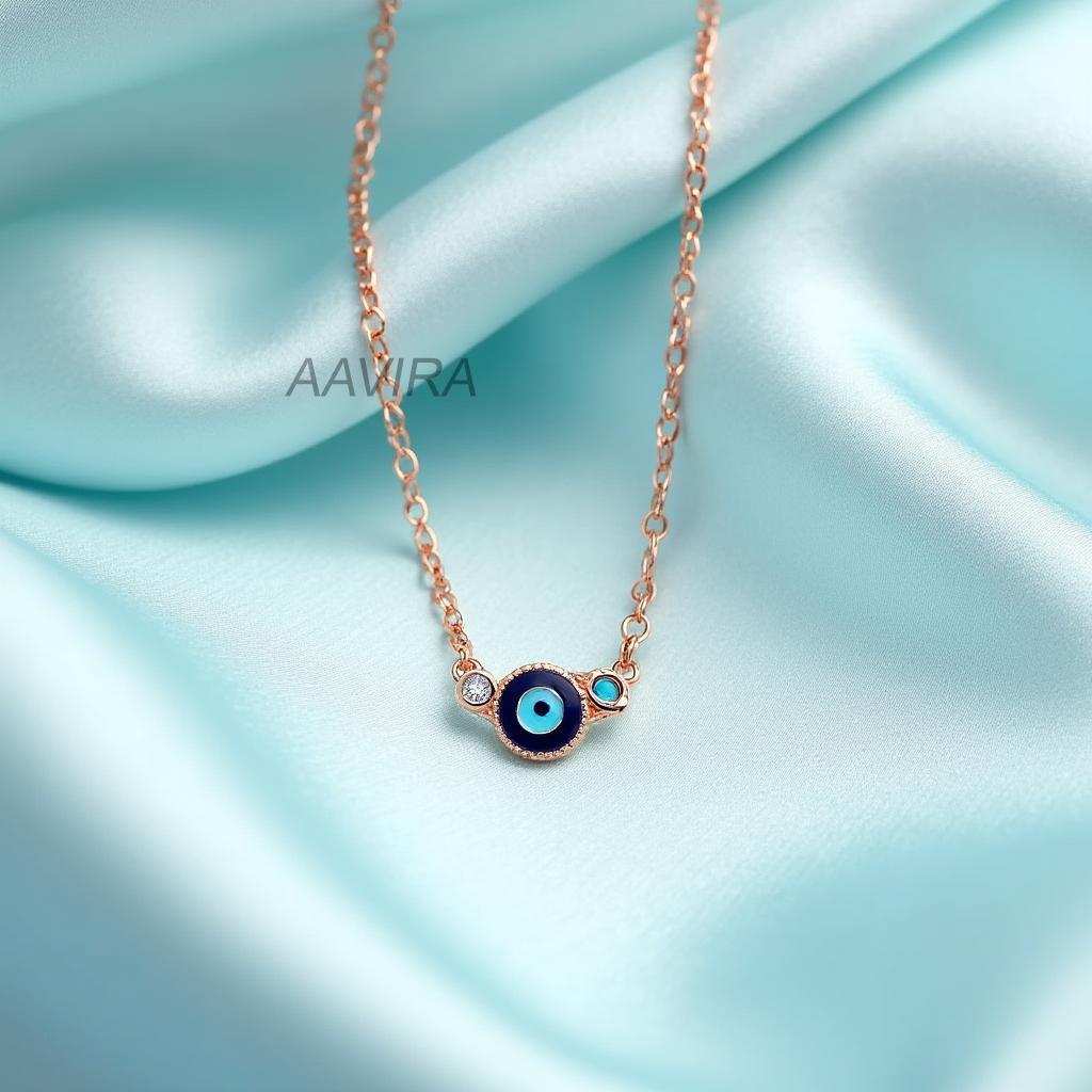 Evil Eye Necklace with Blue & Clear Accents | Dainty Protection Charm Pendant | Good Luck Spiritual Jewelry Gift for Her | Layering Necklace