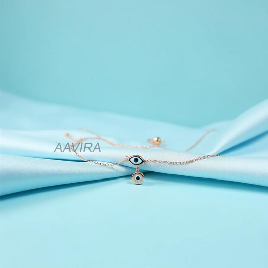 Evil Eye Bracelet with Dangle Charm | Dainty Protection Good Luck Jewelry | Unique Spiritual Gift for Her | Delicate Bracelet | Gift For Her