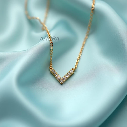 Dainty Gold V-Shape Diamond Necklace | Minimalist Chevron Pendant | Everyday Elegant Jewelry | chevron necklace | Anniversary Gift