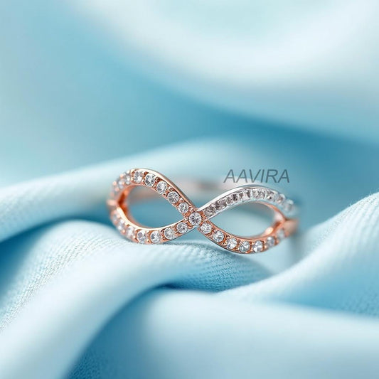 Infinity Two-Tone Diamond Ring | Rose Gold & Silver Eternity Band | Sparkling Promise Ring | Anniversary Gift for Her | Symbol Delicate Ring