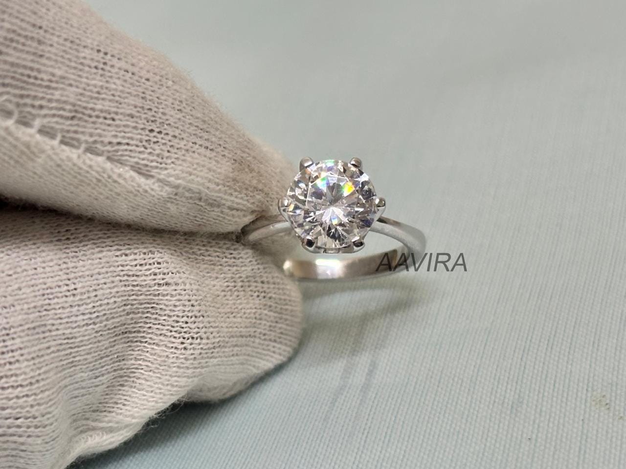 Round Solitaire Diamond Ring For Her | Sterling Silver Engagement Ring | Dainty Promise Ring | 6 Prong Ring|Timeless Everyday Jewelry