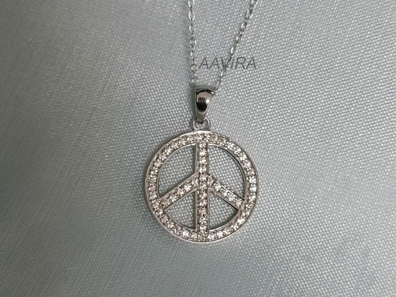 Peace Sign Necklace | Sterling Silver Pendant | Minimalist Symbol Jewelry | Everyday Statement Necklace | Everyday Necklace For Her