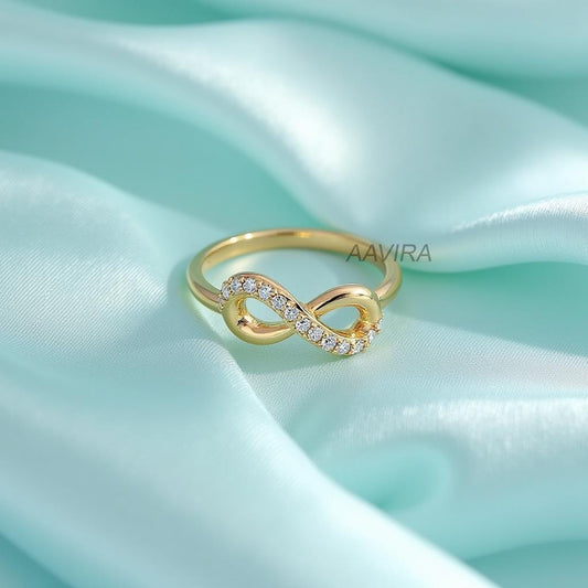 Infinity Ring Gold | Dainty Diamond Accent Ring | Forever Promise Ring | Minimalist Engagement Ring | Delicate Jewelry |  Everyday Ring