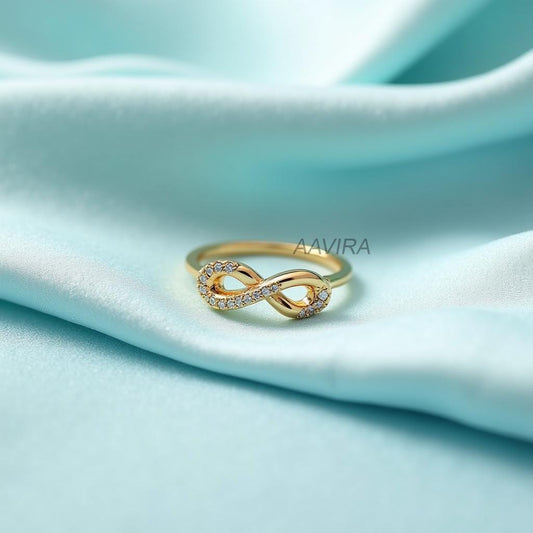 Sparkling Gold Infinity Ring | Full Pave Diamond Simulant Eternity Ring | Promise Ring | Delicate Love Symbol Ring | Stackable Gift for Her
