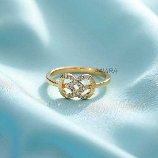 Unique Interlocking Infinity Ring | Sparkle Promise Ring | Dainty Geometric Engagement Ring | CZ Anniversary Gift For Her |  Bridal Jewelry