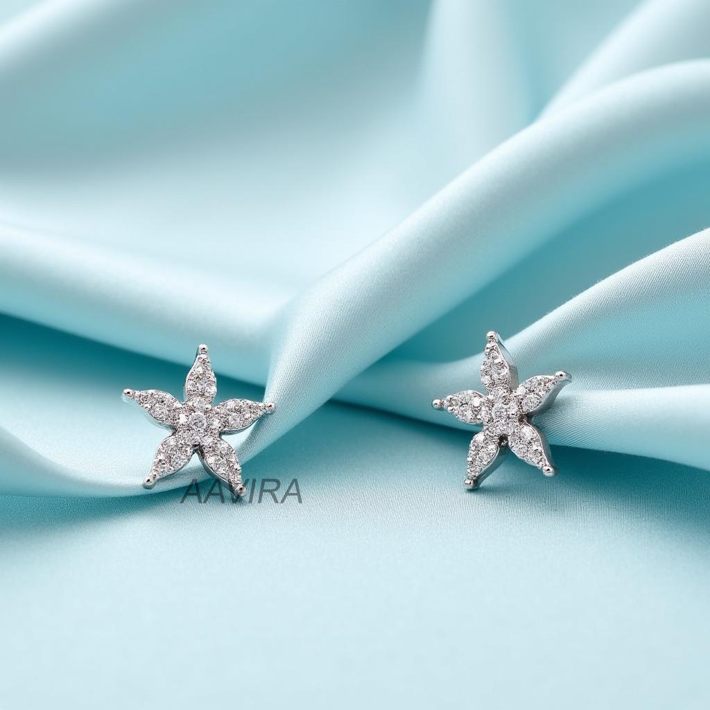 Flower Stud Earrings | Dainty CZ Star Studs | Sterling Silver Plated | Everyday Floral Cluster Earrings | Gift for Her | Minimalist Earrings