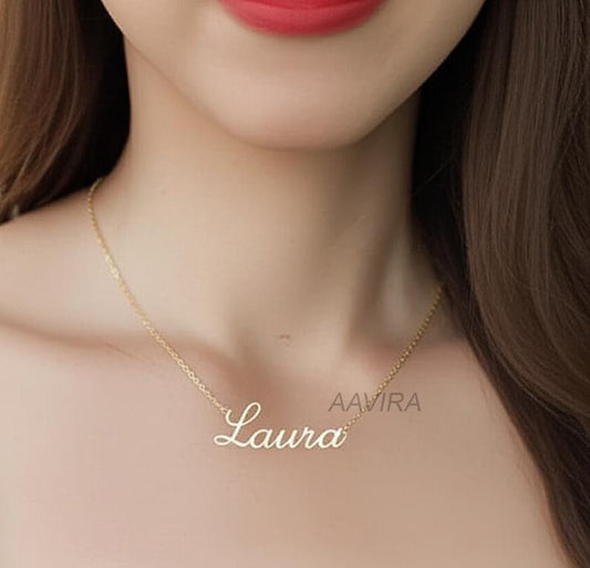 Laura Name Necklace, Minimalist Name Necklace, Custom Name Necklace, Dainty Custom Necklace, Personalized Name Necklace, Charm Necklace