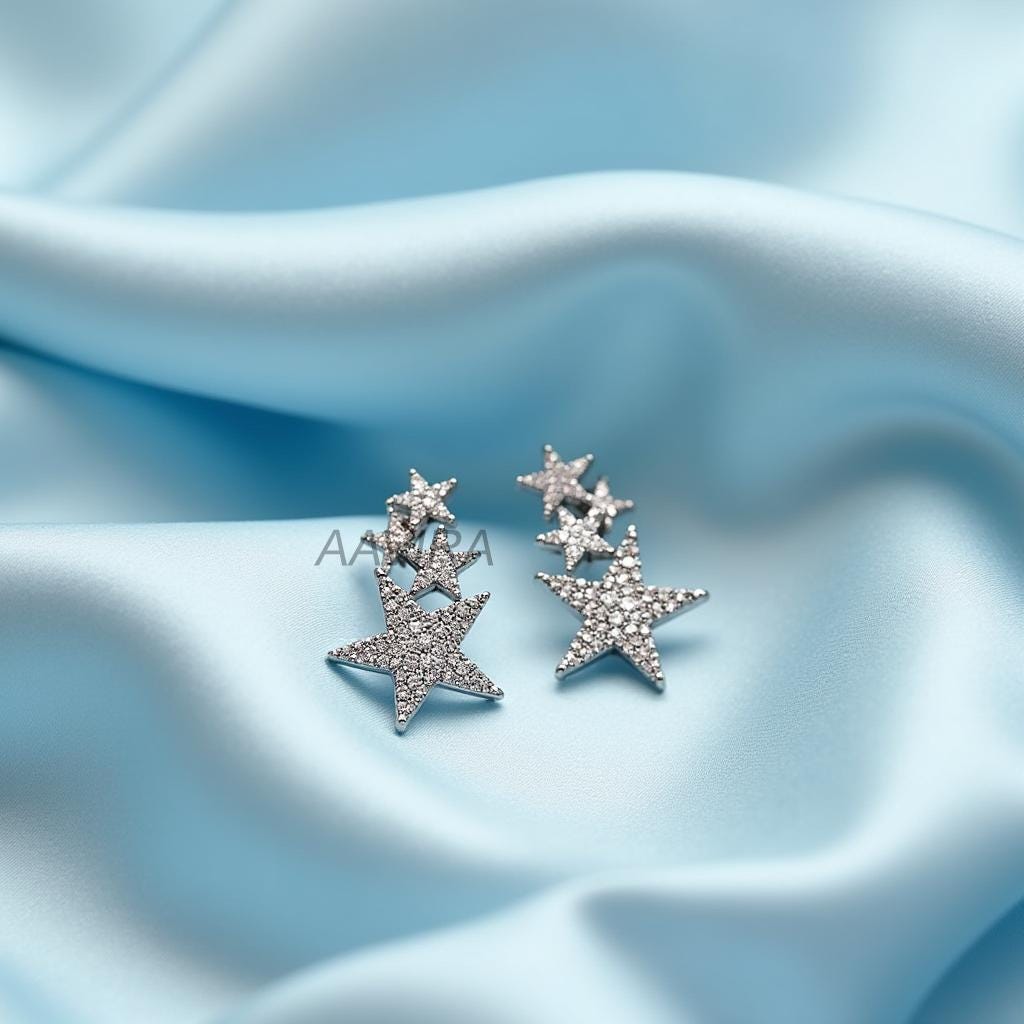Dazzling Star Climber Earrings, Celestial Cubic Zirconia Ear Crawlers, Sterling Silver Star Cluster Earrings, Unique Bridal & Gift Jewelry