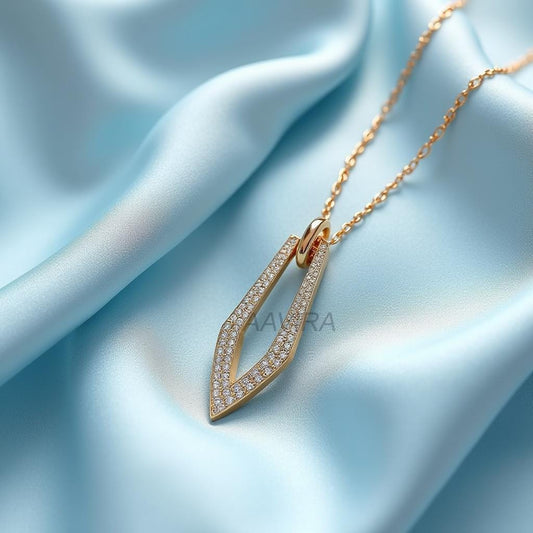 Dainty Geometric Necklace, Pave CZ Pendant, Diamond Pendant Necklace for Women, Unique Everyday Wear Jewelry, Christmas Gift for Mom