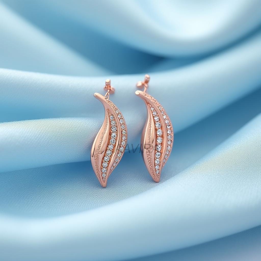 Minimalist Leaf Earring, Nature Inspired Earrings, 14k Rose Gold Earrings, Pave Set Leaf Studs, Everyday Wear Jewelry, Bridesmaid Gift