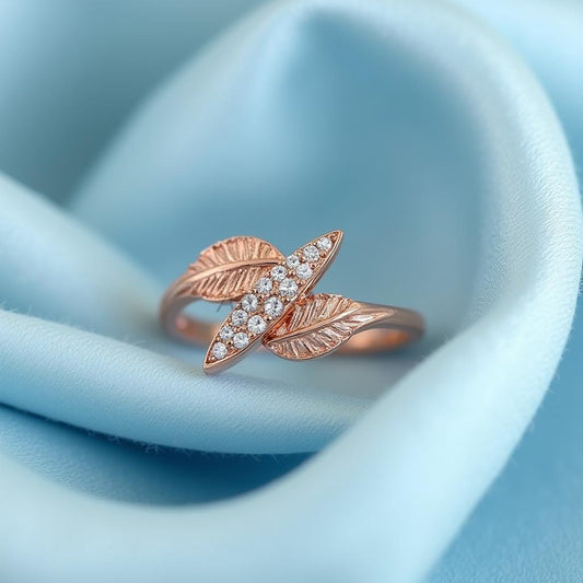 Leaf Diamond Ring, Leaf Cluster Ring, Unique Anniversary Gift for Her, Minimalist Ring for Women, Textured Leaf Open Ring, Birthday Gift
