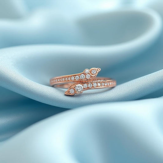 Dainty Diamond Ring for Women's, Elegant Diamond Ring, Unique Ring, Bridesmaid Ring, Bypass Ring, Open Wedding Band, Gift for Her