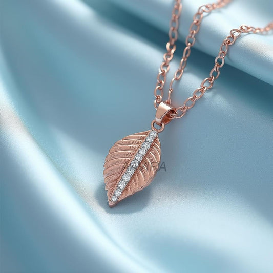 Leaf Charm Necklace | Sterling Silver Diamond Pendant | Leaf Pendant Gift for Her | Delicate Pendant | Botanical Jewelry | Party Jewelry