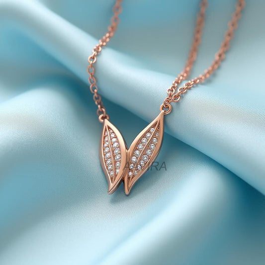 Diamond Nature Pendant | Minimalist Pave Pendant | Delicate Pendant for Her | Bridal Jewelry | Leaf Jewelry | Dainty Leaf Jewelry | Gifts