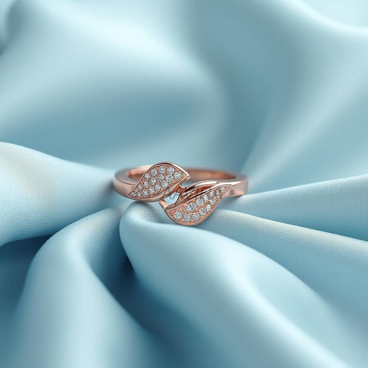 Leaf Shape Moissanite Ring |  14K Rose Gold Leaf Shape Diamond Ring | Nature Inspired Jewelry | Gift for Girlfriend | Unique Diamond Ring