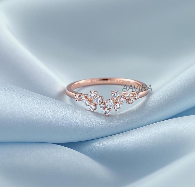 Delicate Diamond Promise Ring, Diamond Ring for Women, 14K Rose Gold Bridesmaid Gifts, Minimalist Ring, Dainty Anniversary Ring