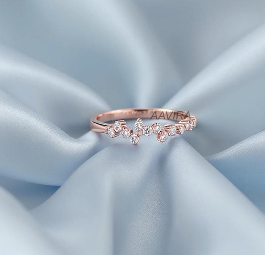 Moissanite Wedding Ring, Diamond Stacking Ring for Women, 14k Rose Gold Diamond Rings, Unique Anniversary Gift for Her, Promise
