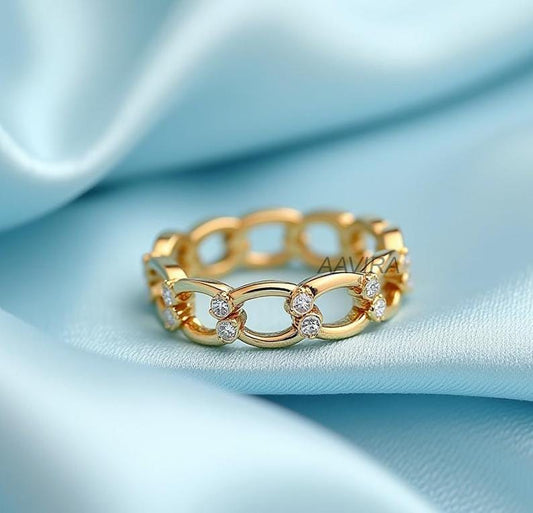 Eternity Ring, Mix & Match Wedding Band, Moissanite Stackable Rings, Custom Wedding Band, 14k Yellow Gold Engagement Ring, Bridal Jewelry