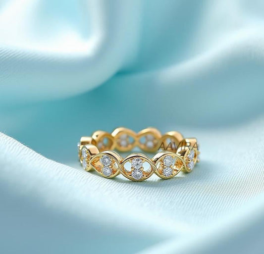 Round Cut Wedding Ring, Round Moissanite Band Ring, Dainty Stacking Ring, 14k Gold Eternity Band, Delicate Bridal Ring,  Promise Ring, Gift