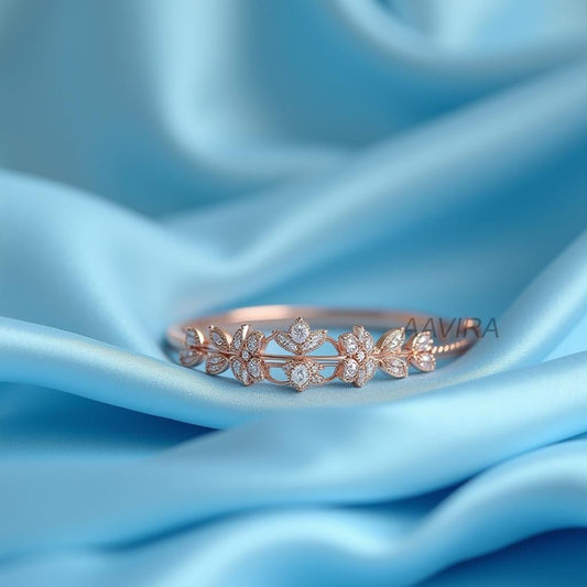 Floral Moissanite Bracelet, Dainty Moissanite Bangle, Moissanite Cuff, Nature Inspired Wedding Jewelry, 14K Rose Gold Flower Bracelet Gift