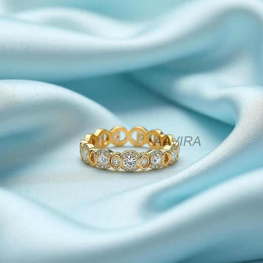Unique Engagement Diamond Ring, Diamond Ring for Her, Wedding Band, Diamond Eternity Ring, Alternating Diamond Band, Anniversary Gift
