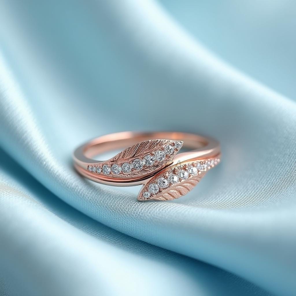 Dainty Leaf Diamond Ring, Women's Diamond Ring, Modern Minimalist Jewelry, 14k Rose Gold Leaf Shape Ring, Birthday Gift, Gift for Mom