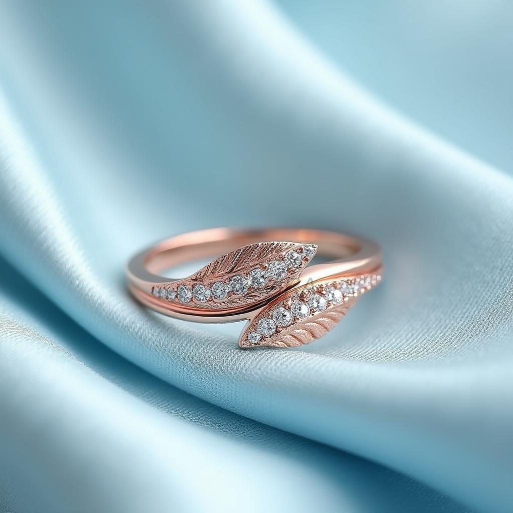 Dainty Leaf Diamond Ring, Women's Diamond Ring, Modern Minimalist Jewelry, 14k Rose Gold Leaf Shape Ring, Birthday Gift, Gift for Mom