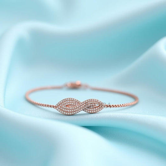 Diamond Infinity Bracelet for Women, Dainty Infinity Bracelet, Handmade Gifts, 14K Rose Gold Forever Bracelet, Minimalist Gift for Wife