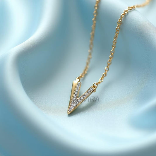 Alphabet Initial V Pendant, Bar Necklace, Pave Set Diamond Pendant, Unique Alphabet Initial Letter Pendant, Personalised Alphabet Necklace