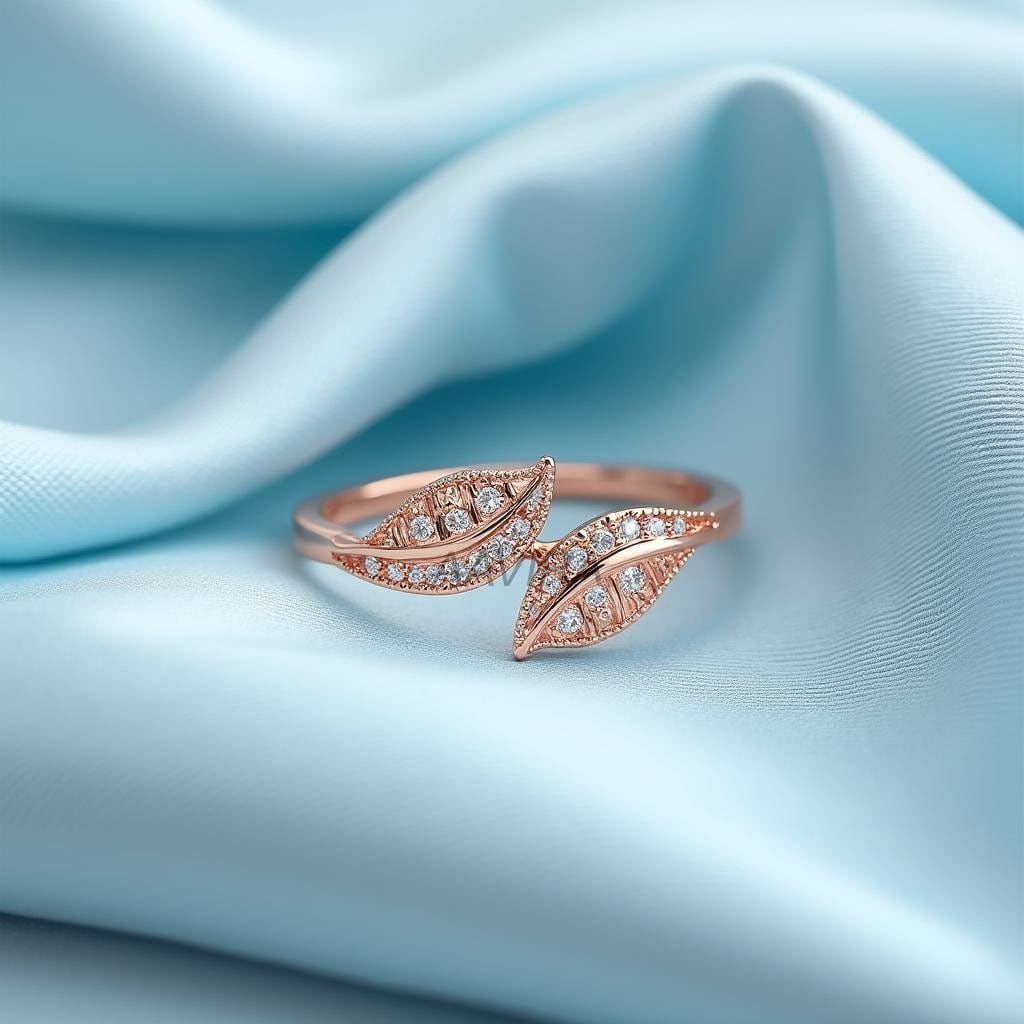 Rose Gold Leaf Bypass Ring | Pave CZ Diamond Alternative | Nature Inspired Wrap Ring | Unique Anniversary Gift for Her | Wedding Party Gift