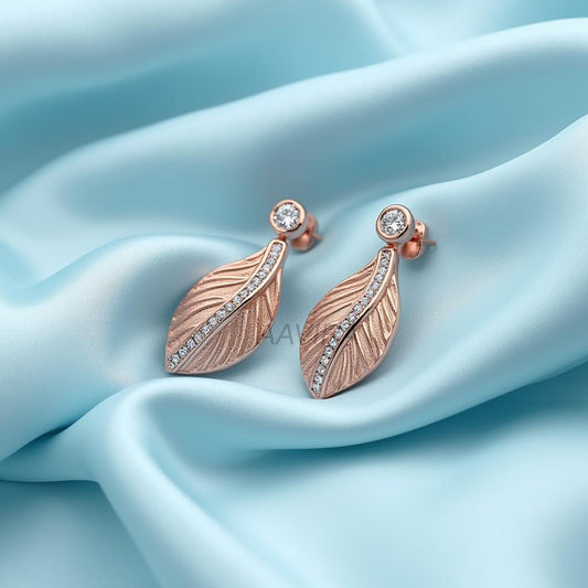 Leaf Dangle Earrings, Drop Earrings, Nature Inspired Jewelry, Diamond Earrings, Anniversary Gift, Drop Dangle Jewelry, Nature Lover Gift